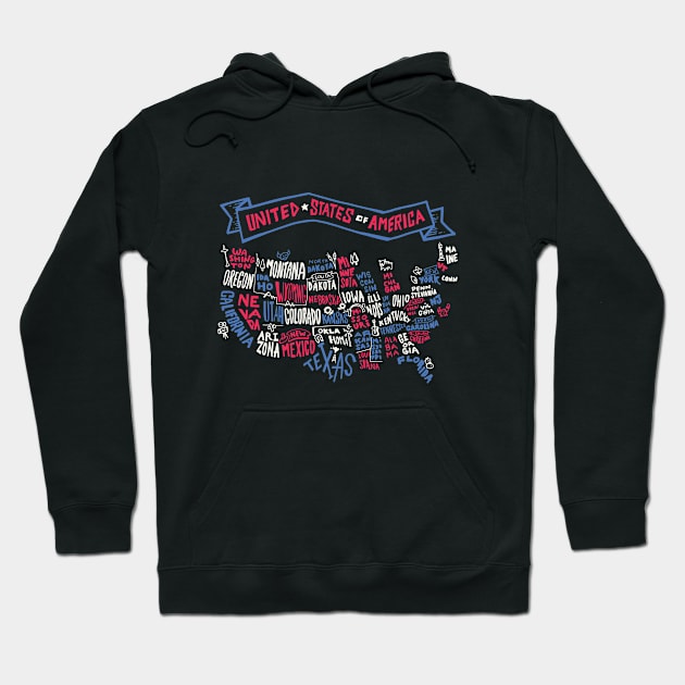 United States Map Hoodie by BamBam